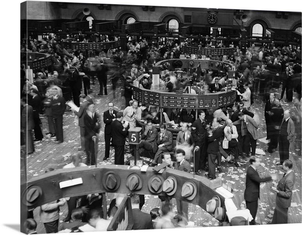 1940's Trading In Progress On Floor Of New York Stock Exchange NYc USA.