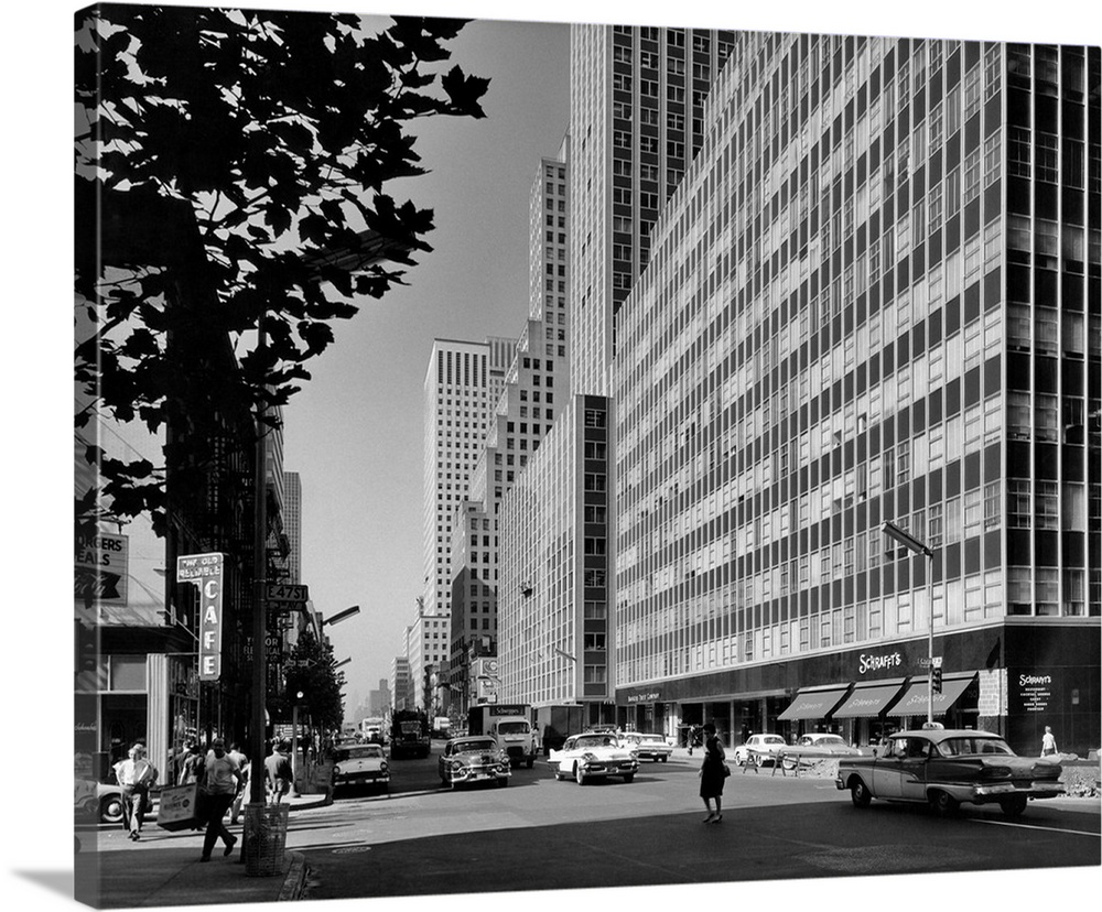 1950's 1960's Looking South On Third Avenue At 47th Street Manhattan New York City NY USA.