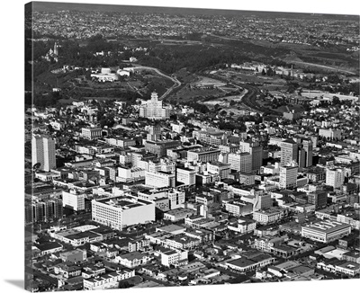 1950's Aerial View Showing El Cortez Hotel And Balboa Park
