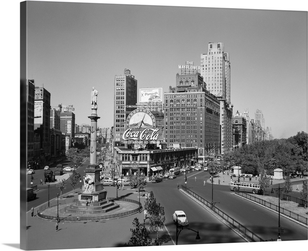 1950's Columbus Circle Looking North Manhattan New York City USA.
