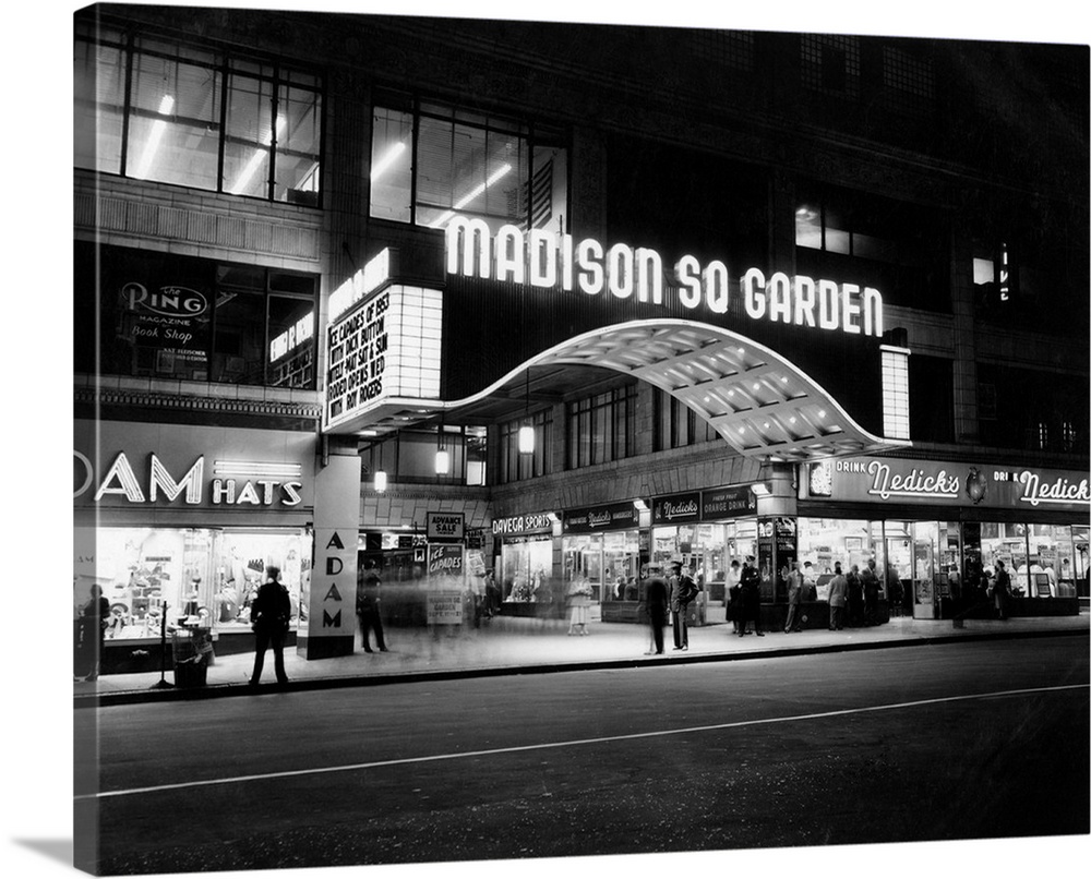 1950's Madison Square Garden Marquee Night West 49th Street Billing Ice Capades Of 1953 Building Demolished 1968 NYc NY USA.