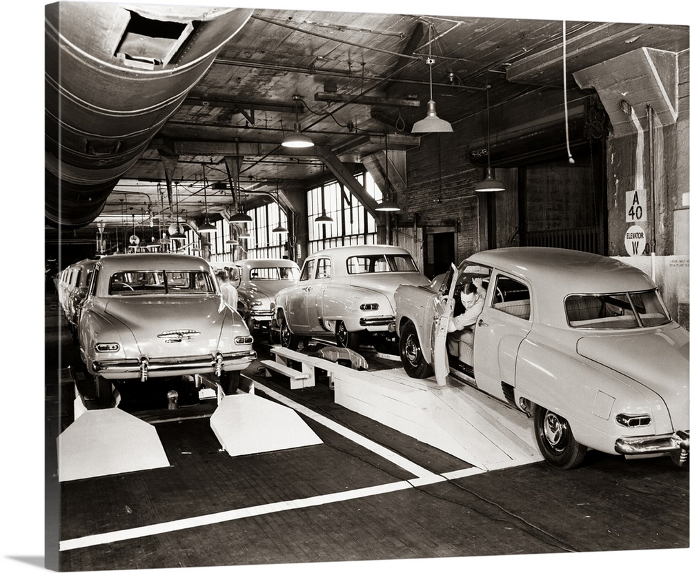 1950's Studebaker Automobile Production Assembly Line.