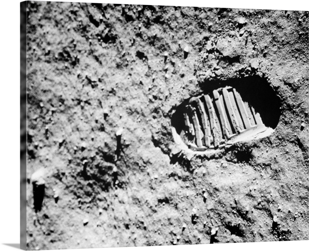 1960's Footprint Of First Step On Moon's Surface From Apollo 11 Mission.