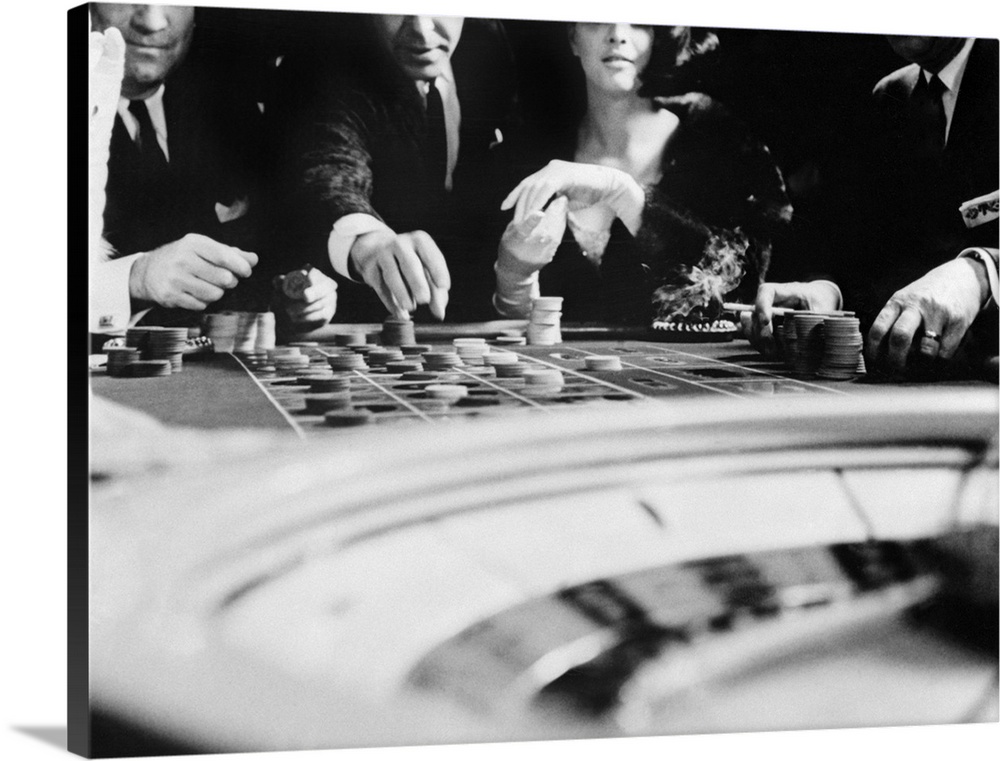1960's Four Anonymous Unidentified People Gambling Casino Roulette.