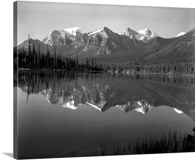 1960's Lake In Rocky Mountains Canada North Of Lake Louise On Jasper Highway