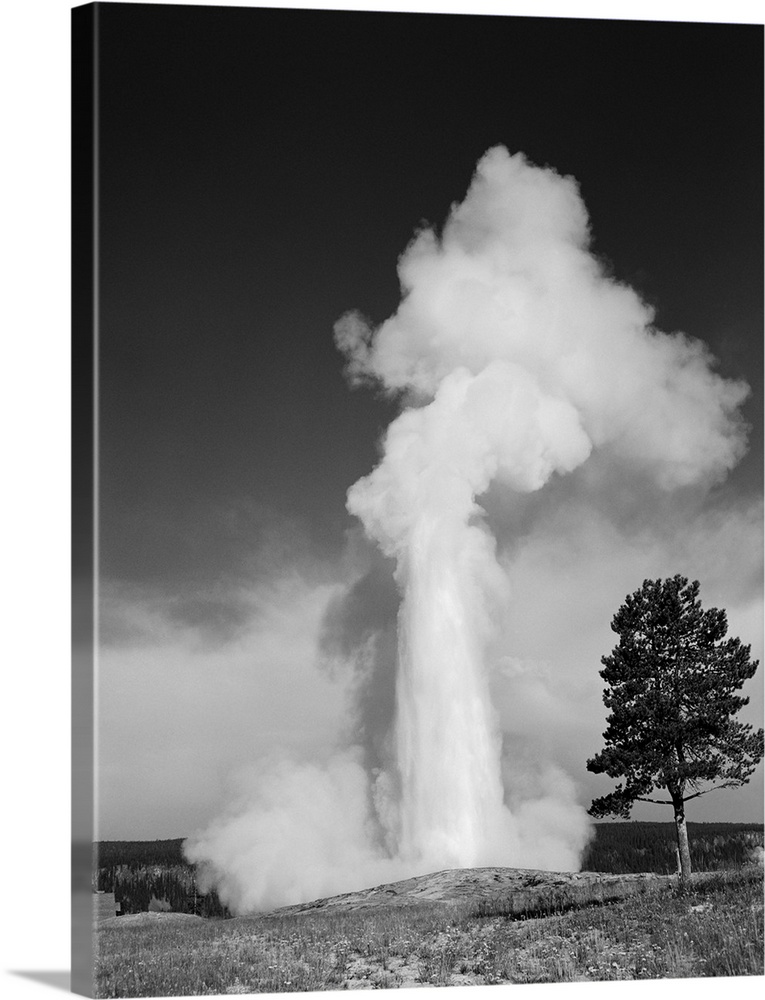 1960's Old Faithful Geyser Erupting Yellowstone National Park.
