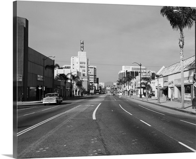 1960's Street Scene West Wilshire Blvd Los Angeles, California USA