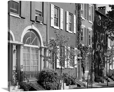 1970's Street Scene Residential Townhouses In Urban Inner City Philadelphia Pa USA