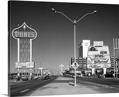 1980's Daytime The Strip With Signs For The Dunes Mgm Flamingo Las Vegas Nevada USA