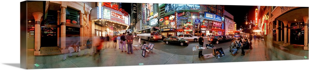 360 degree view of a city at dusk, Broadway, 42nd Street, Manhattan, New York City, New York State, USA