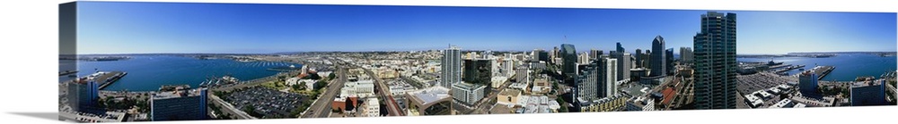 360 degree view of a city, San Diego, California,