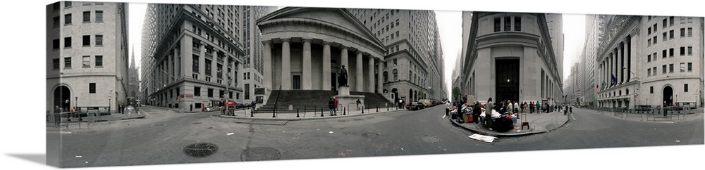 360 degree view of buildings Wall Street Manhattan New York City New York State