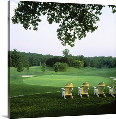 Adirondack chairs in a golf course, Columbia Country Club, Chevy Chase, Maryland