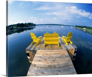 Adirondack Chairs on Dock Nova Scotia Canada Wall Art 