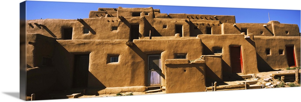 Adobe houses in a village, Taos Pueblo, Taos, Taos County, New Mexico