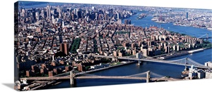 Aerial Brooklyn Bridge Manhattan Bridge New York NY image thumbnail