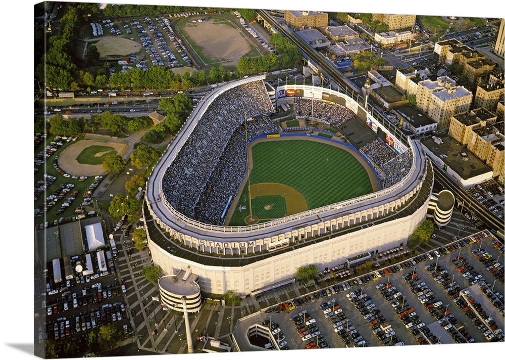 Aerial view of a baseball stadium, Yankee Stadium, New York City, New York  State Solid-Faced Canvas Print