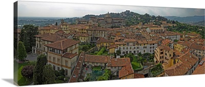 Aerial view of a city, Citta alta, Bergamo, Lombardy, Italy