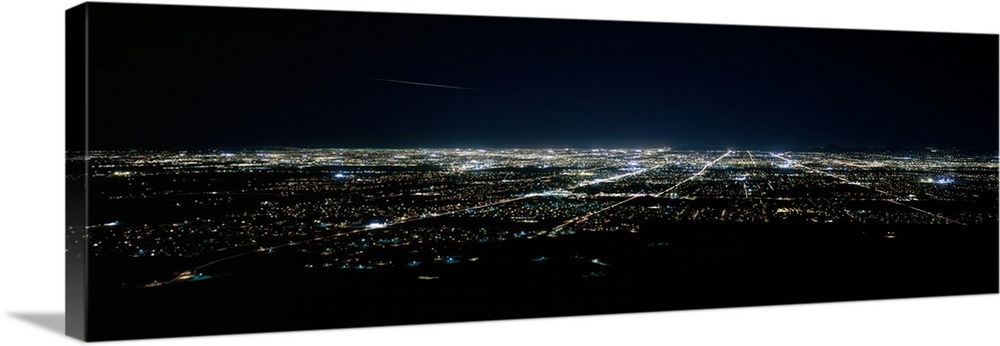 Aerial view of a city lit up at night, Phoenix, Maricopa County, Arizona