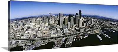 Aerial view of a city, Seattle, Washington State