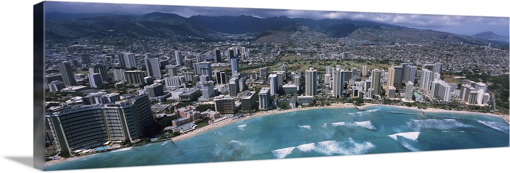 Aerial view of a city, Waikiki Beach, Honolulu, Oahu, Hawaii