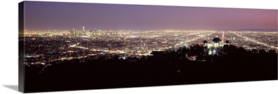 Aerial view of a cityscape Griffith Park Observatory Los Angeles California
