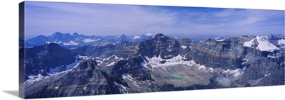 Aerial view of a mountain range, Mt Temple, Banff National Park, Alberta, Canada