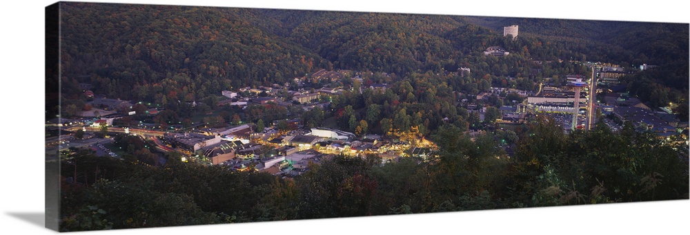 Aerial view of a town, Great Smoky Mountains National Park, Gatlinburg, Sevier County, Tennessee