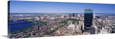 Aerial view of buildings in a city, Boston, Cambridge, Massachusetts