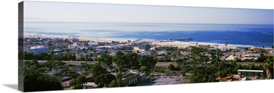 Aerial view of buildings on the beach, Pismo Beach, San Luis Obispo County, California