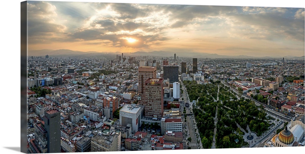 Aerial view of cityscape from Torre Latinoamericana, Mexico City, Mexico.
