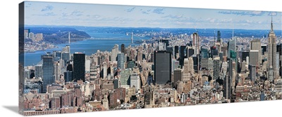 Aerial view of cityscape, New York City, New York State