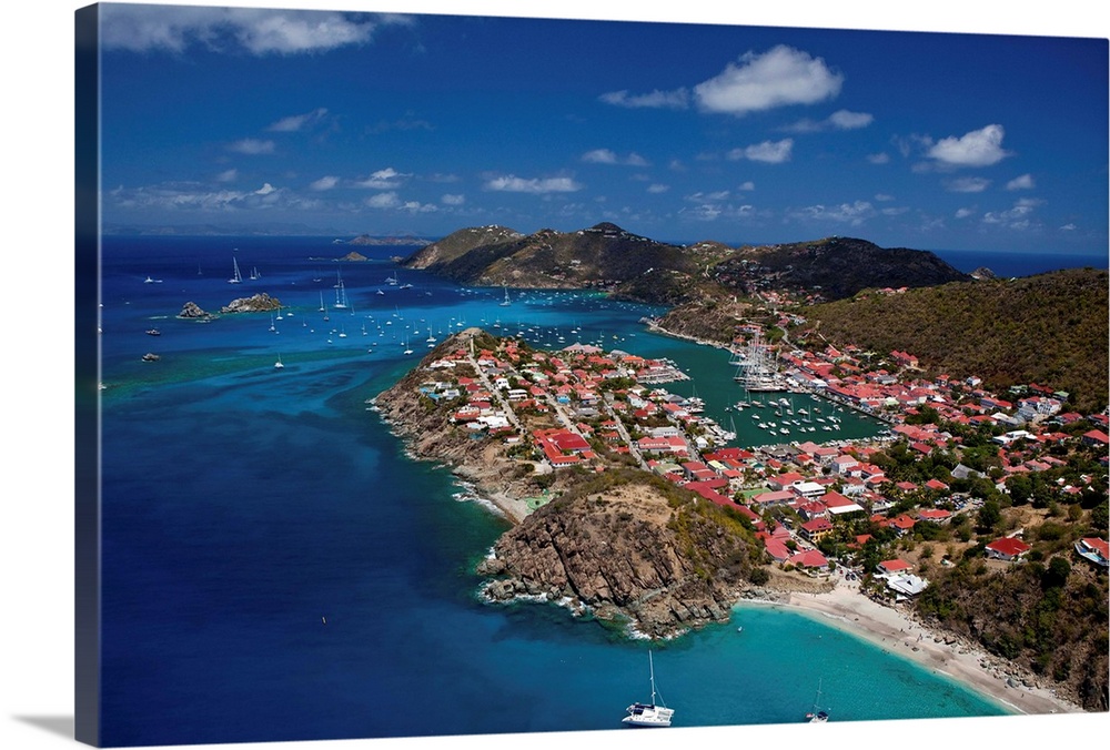 Aerial view of houses on an island, Saint Barthelemy