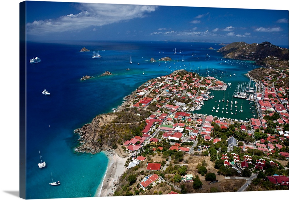 Aerial view of houses on an island, Saint Barthelemy