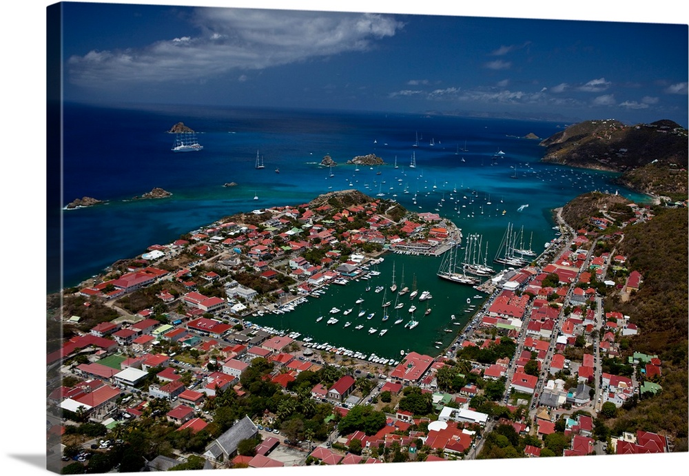 Aerial view of houses on an island, Saint Barthelemy