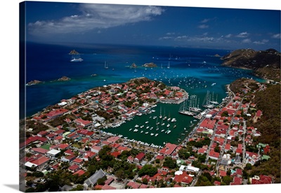 Aerial view of houses on an island, Saint Barthelemy