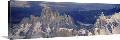 Aerial view of Mount Fitzroy, Cerro Torre Range, Patagonia, Argentina