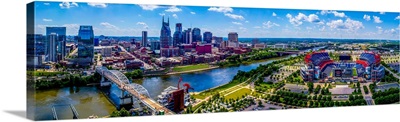 Aerial View Of Nashville City And Cumberland River, Davidson County, Tennessee, USA