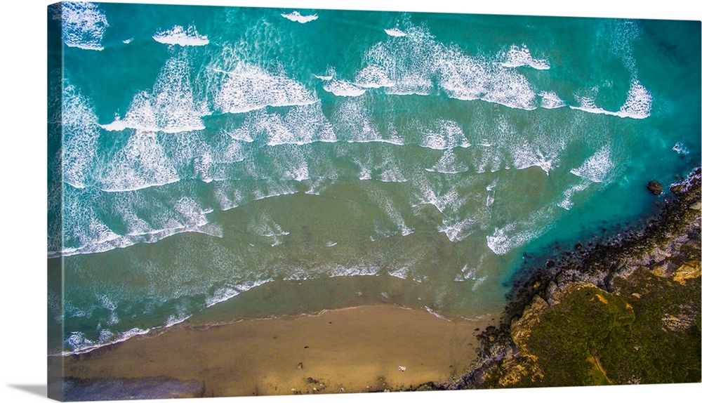 Aerial view of ocean waves on beach, Big Sur, California, USA