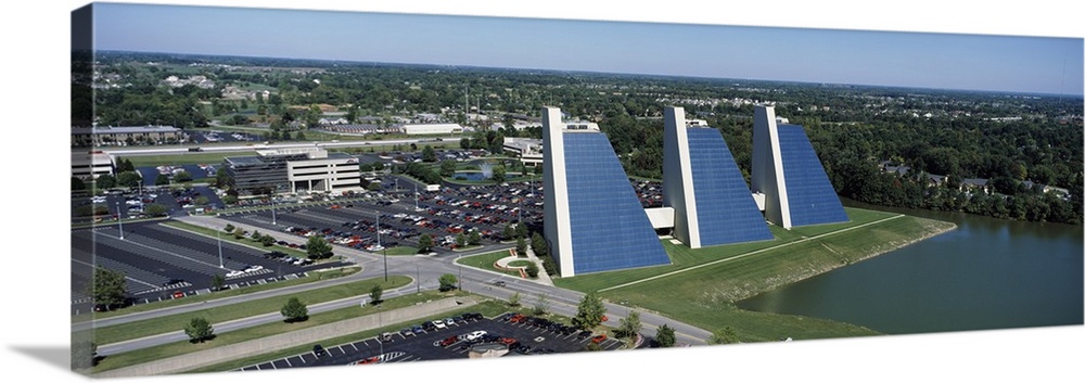 Aerial view of office buildings in a city The Pyramids College Park Indianapolis Marion County Indiana