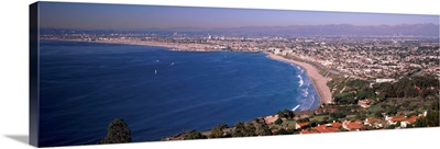 Aerial view of Santa Monica Beach, Beverly Hills, Los Angeles County, California