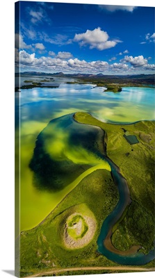Aerial View Of Skutustadagigar Pseudocrater, Lake Myvatn, Iceland