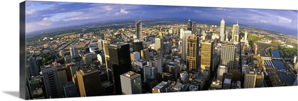 Aerial view of skyscrapers in a city, Melbourne, Australia, 1996