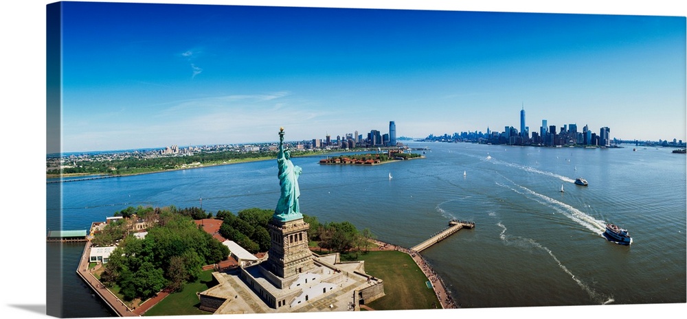 Aerial view of the Statue of Liberty, New York City, New York State, USA