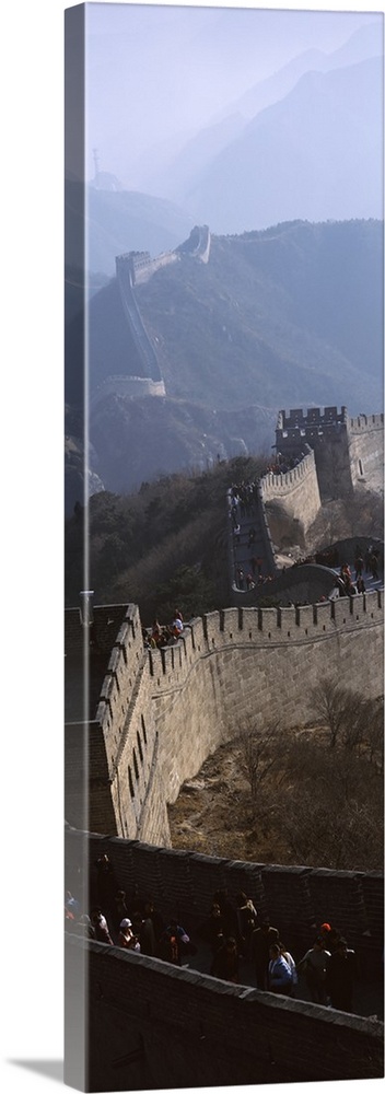 Aerial view of tourists walking on a wall, Great Wall Of China, Beijing, China