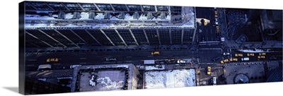 Aerial view of vehicles on the road in a city, New York City