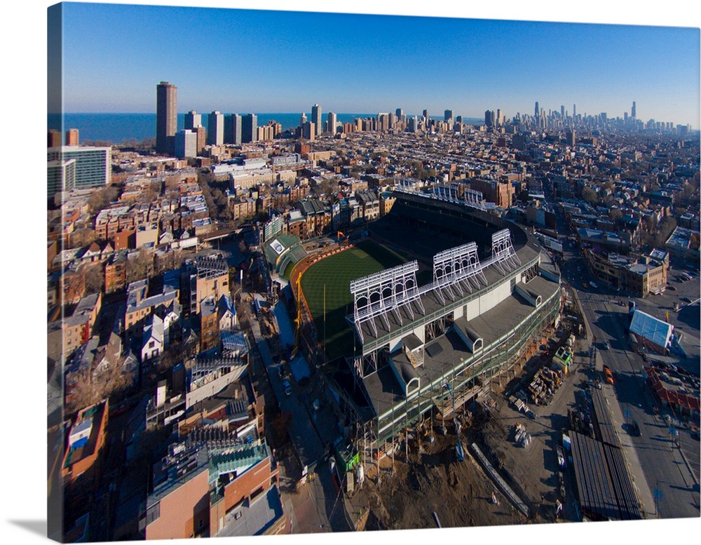 Aerial view of Wrigley Field, Chicago, Cook County, Illinois, USA