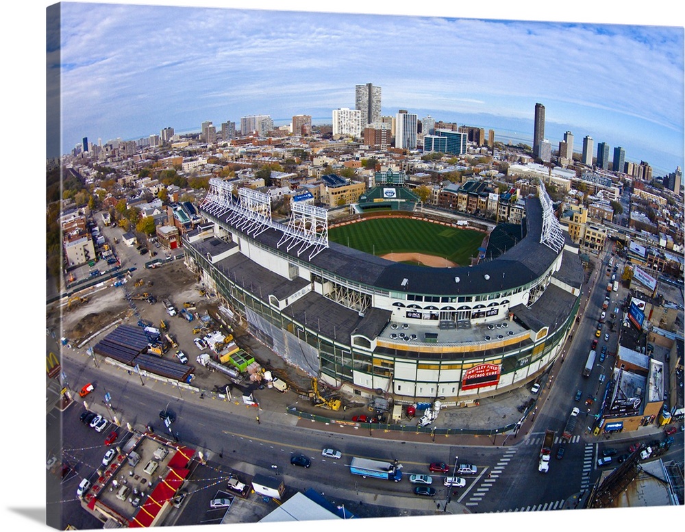 Aerial view of Wrigley Field, Chicago, Cook County, Illinois, USA
