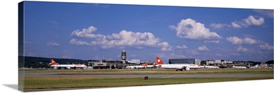 Airplane taking off, Zurich Airport, Kloten, Zurich, Switzerland