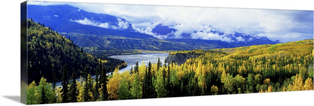 Alaska, Yukon River, Panoramic view of a landscape